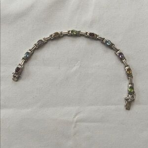 Silver and Red Chain Bracelet